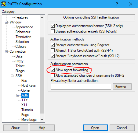 Putty Agent Forwarding